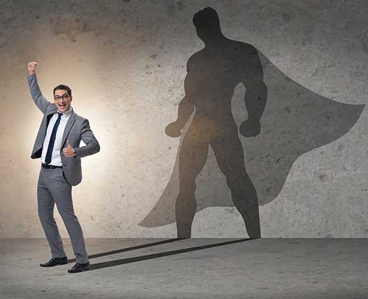 businessman arm pump shadow superhero